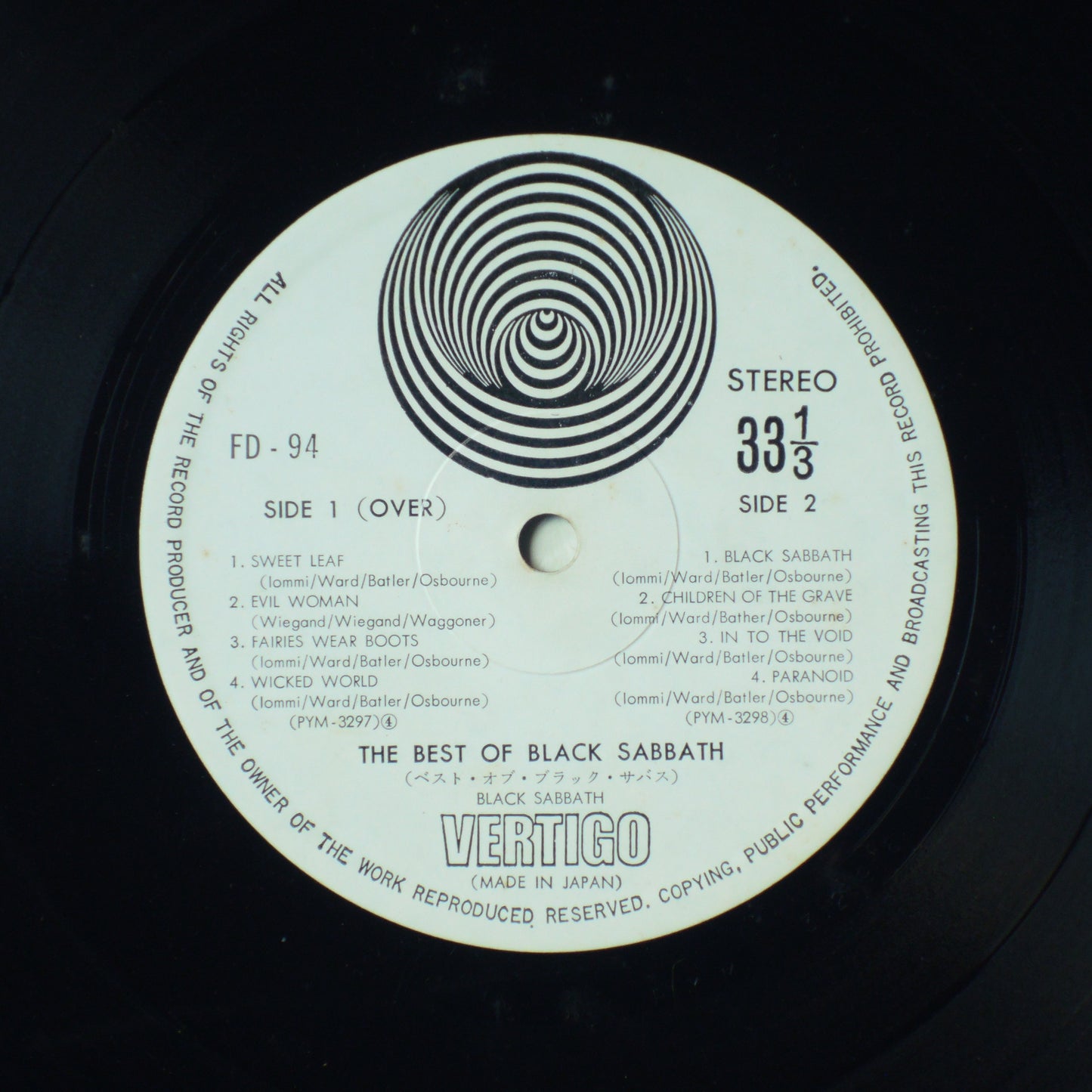 BLACK SABBATH - THE BEST OF BLACK SABBATH [LP]
