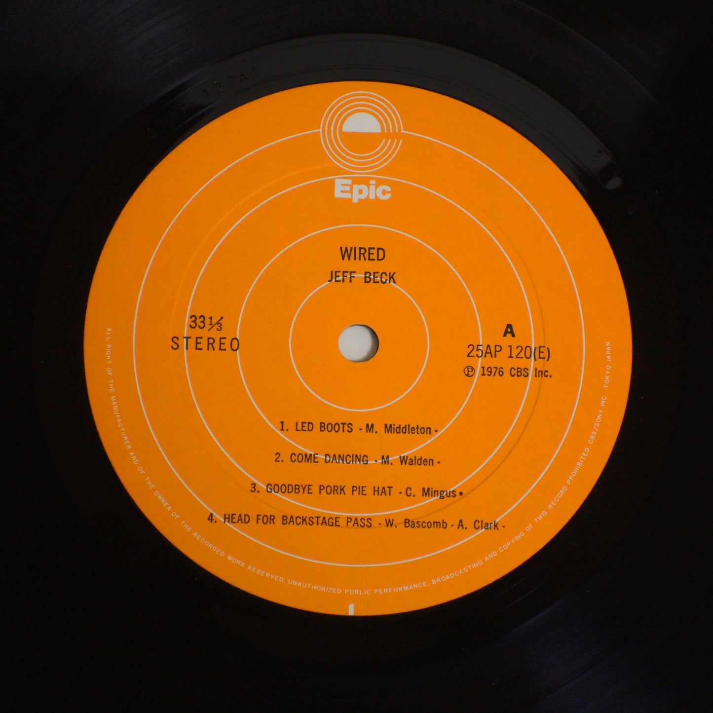 JEFF BECK - WIRED [LP] (25AP 120)
