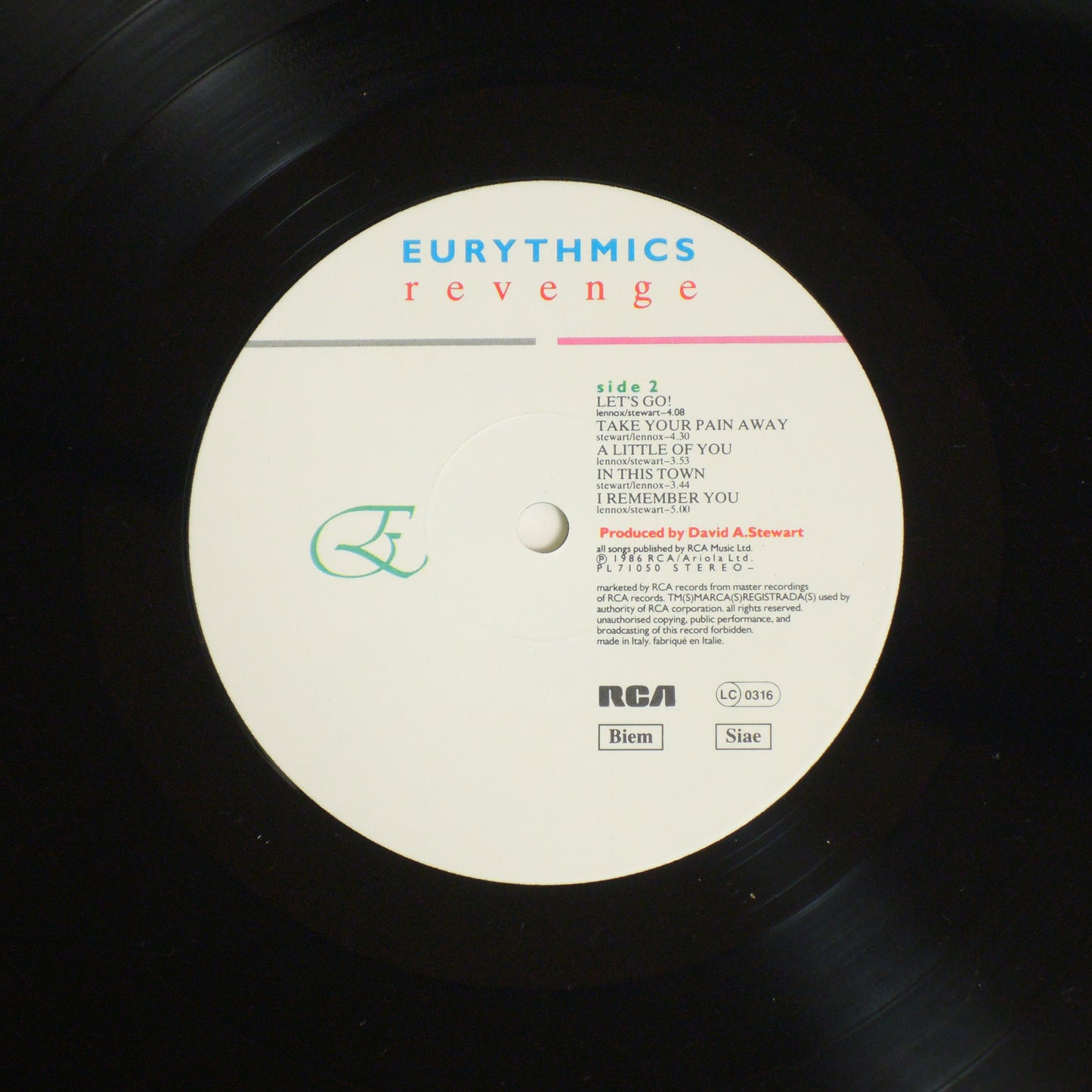 EURYTHMICS - Revenge [LP] (PL71050)