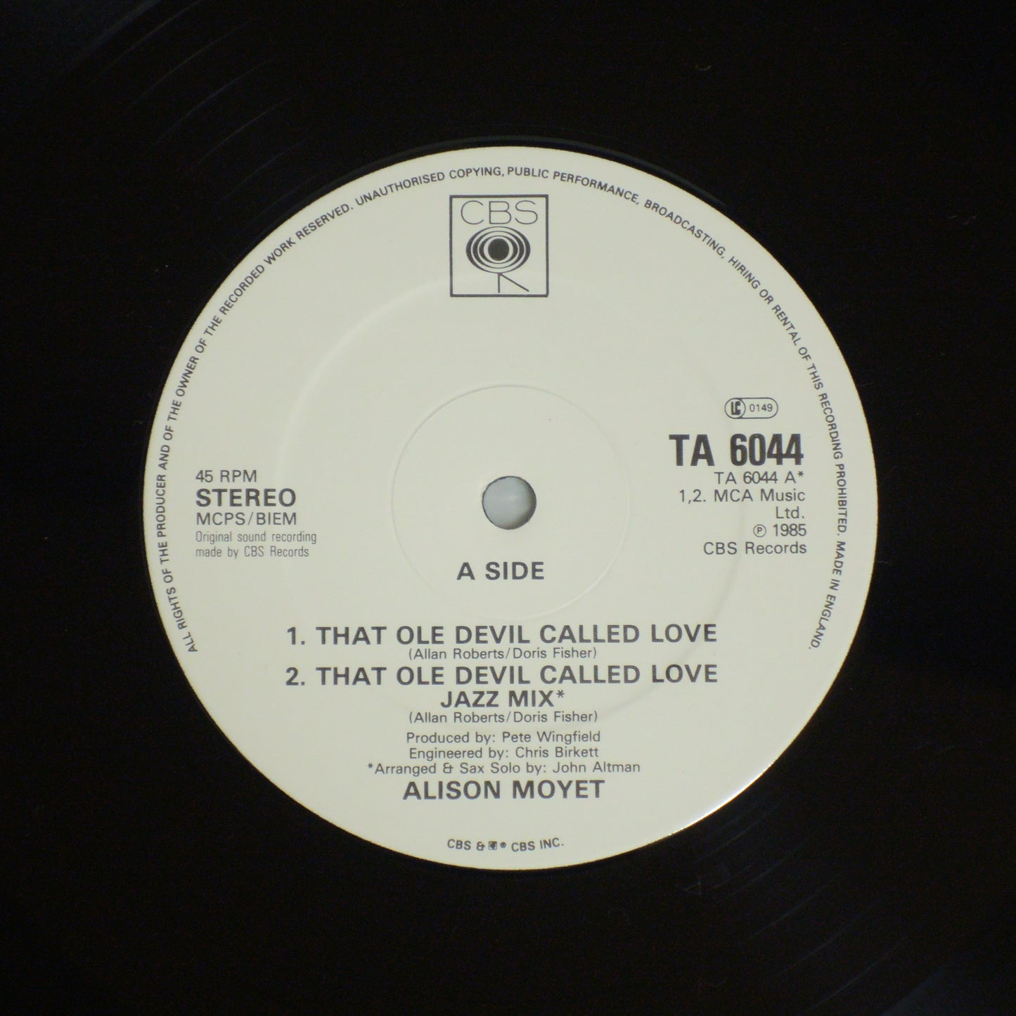 Alision Moyet - That Ole Devil Called Love [12インチ] (TA 6044)