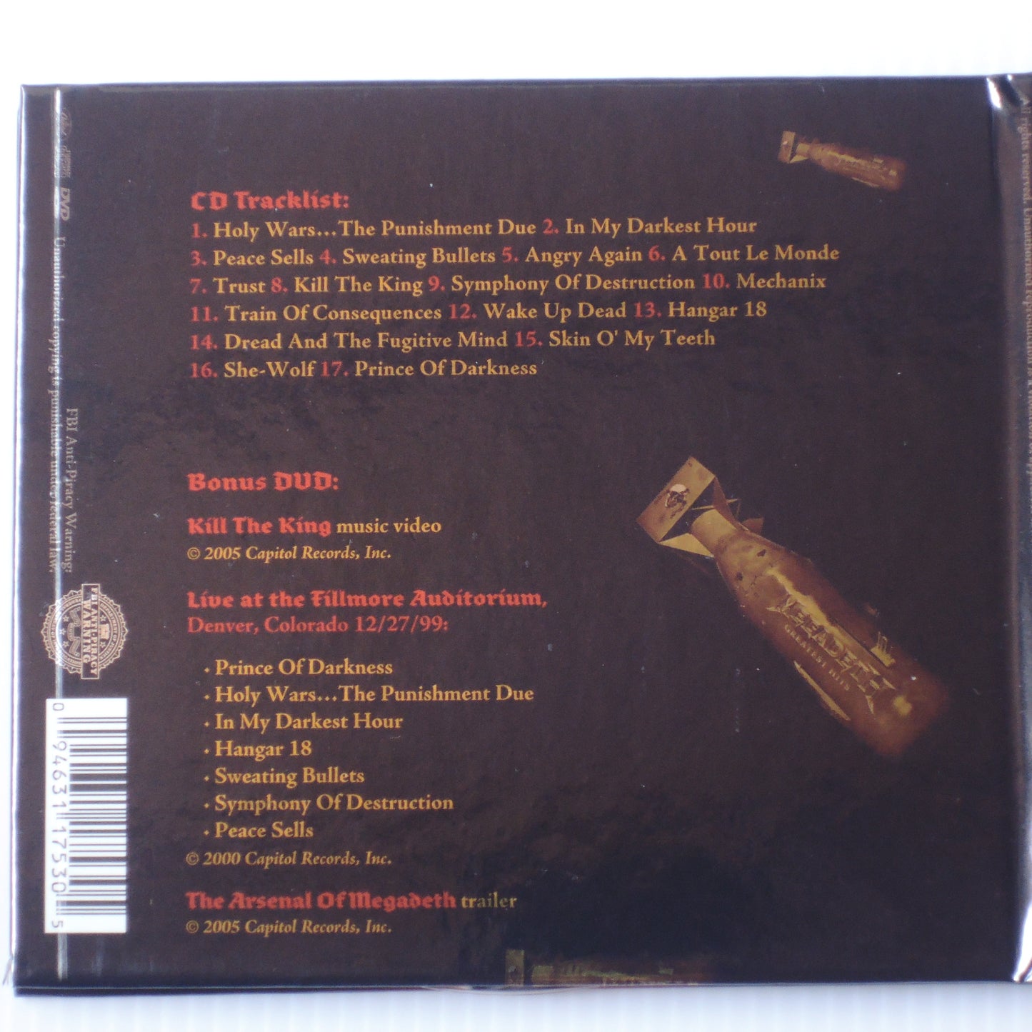 MEGADETH - Greatest Hits: Back To The Start [CD] (0946 3 11753 0 5)