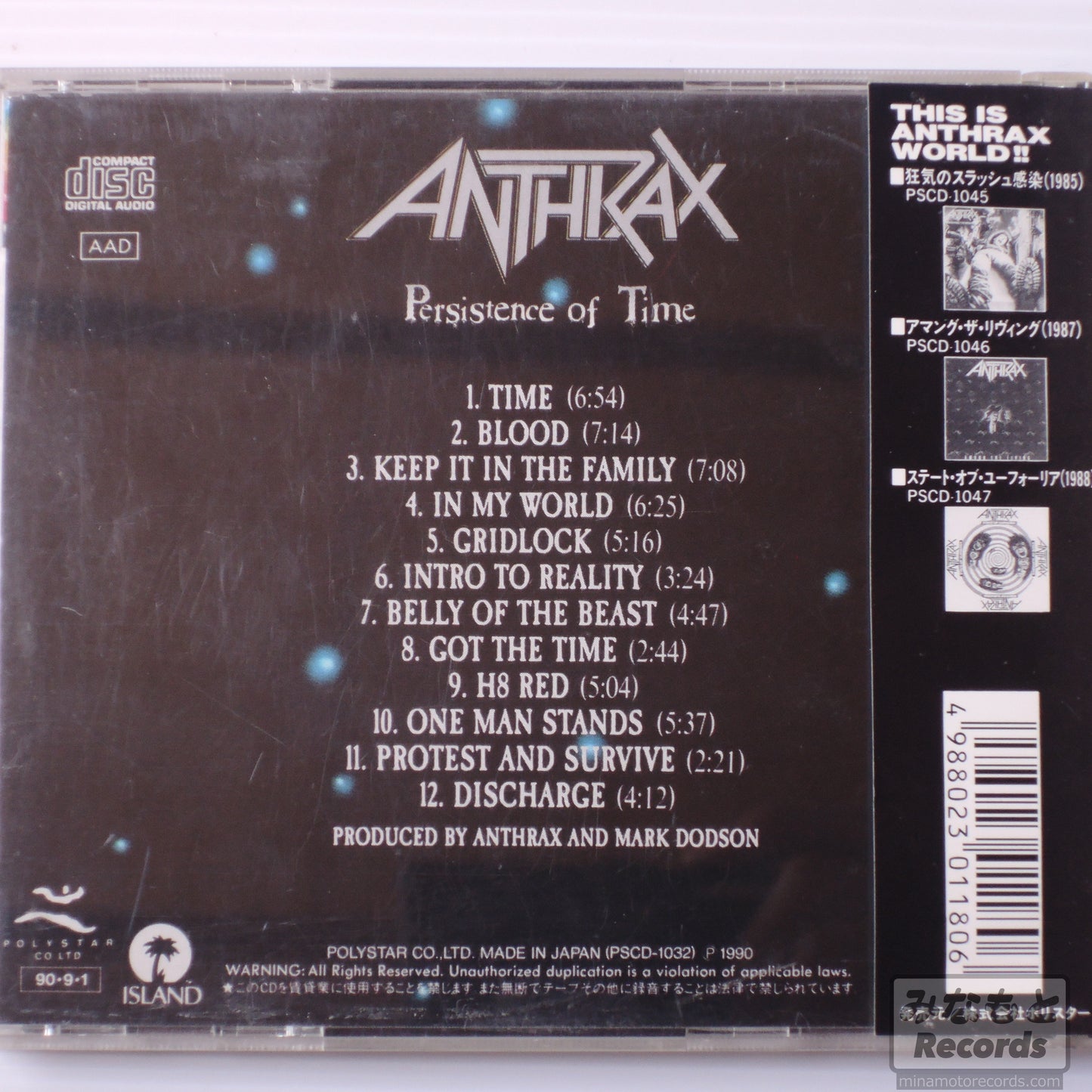 ANTHRAX - Persistence of Time [CD] (PSCD-1032)